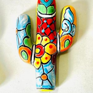 Authentic Hand-Painted Talavera Saguaro Cactus Wall Art