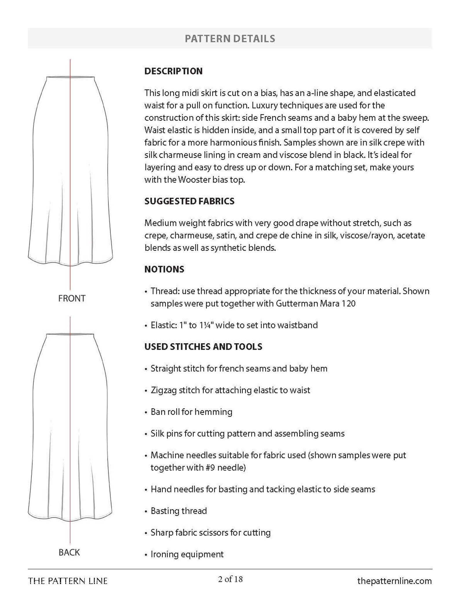 Mercer Bias Skirt PDF Sewing Pattern Sizes 0018 Etsy