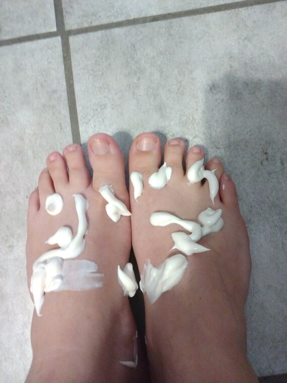 Five pictures of my feet covered in lotion Etsy