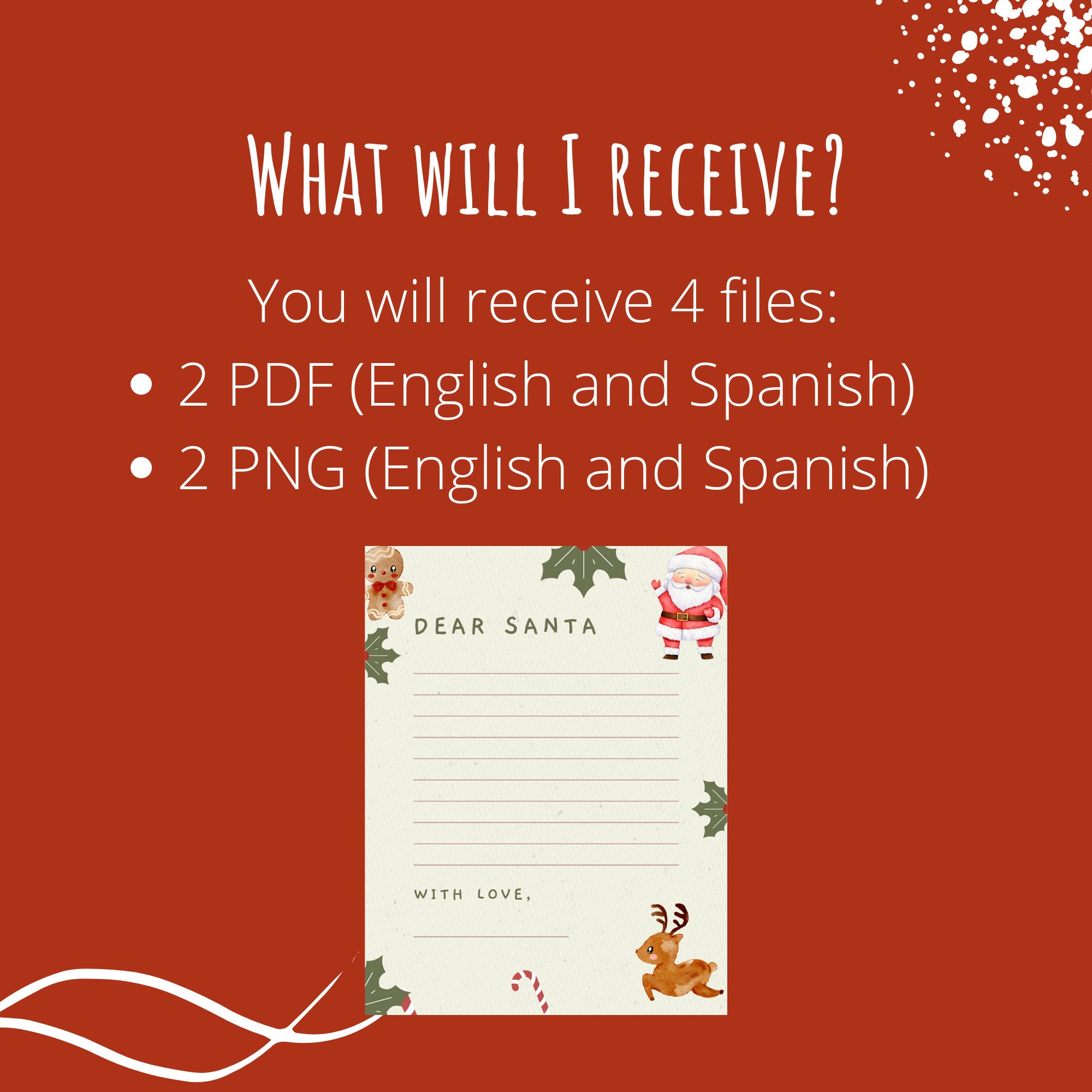 Printable Dear Santa Letter, Letter to Santa, Christmas Wish List
