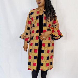 Ife African Print Kimono, African print Jacket, Jacket for Women, African Summer Jacket with Pockets