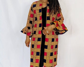 Ife African Print Kimono, African print Jacket, Jacket for Women, African Summer Jacket with Pockets