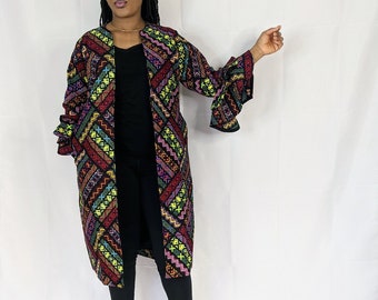 African Print Kimono, African print Jacket, African Summer Jacket with Pockets