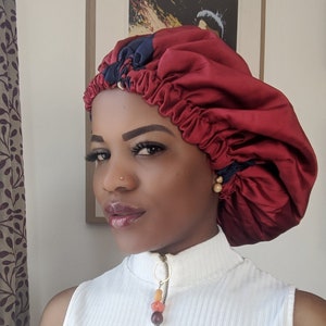 Touca de cetim para cabelo, touca reversível, touca de luxo, touca de dupla camada, touca com estampa africana, touca de cetim, turbante.
