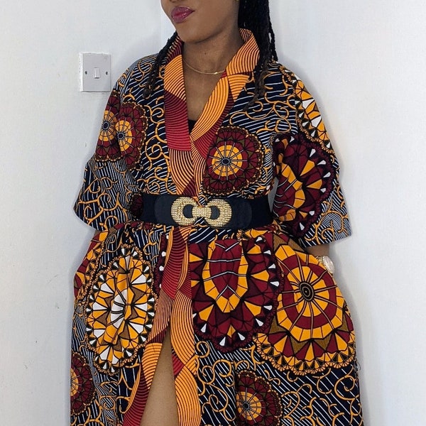 Oversized Ankara Kimono, kimono dress, one sized kimono, Duster jacket.