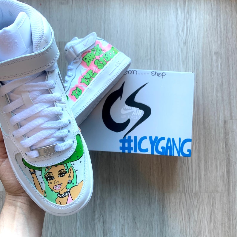 Saweetie Handmade Air Force 1 AF1 Custom Nike Back to | Etsy