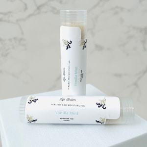 Vanilla and Mint Lip Balm, Natural Flavored Real Vanilla Bean.