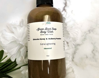 Turmeric and Manuka Honey AFRICAN BLACK soap Body Wash, Liquid African Black Soap
