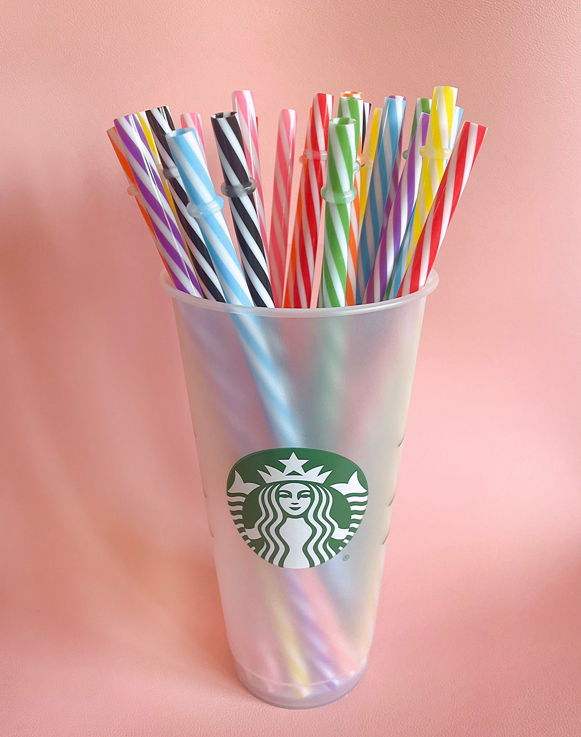 Reusable Straws - Striped Plastic Straw for Starbucks Tumbler  display picture 1