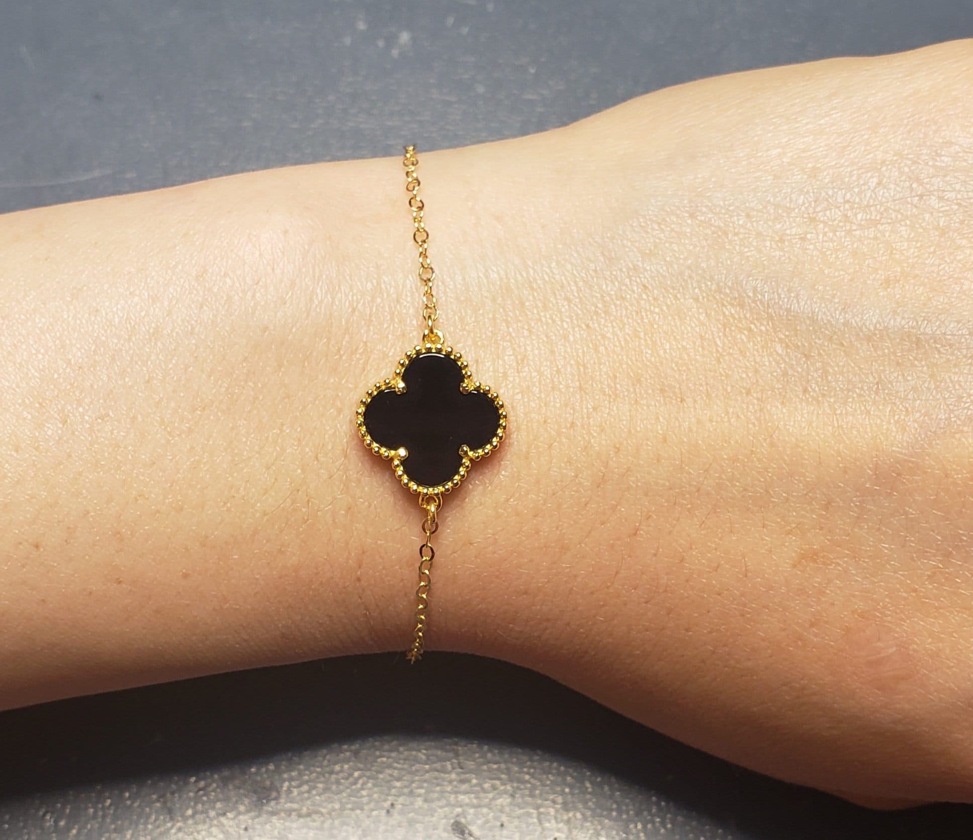 Pulsera de trébol único en varios colores. Plata de ley bañada Etsy