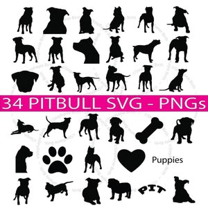 34 Pitbull SVG and PNGs - Cricut or Silhouette Cut Bundle