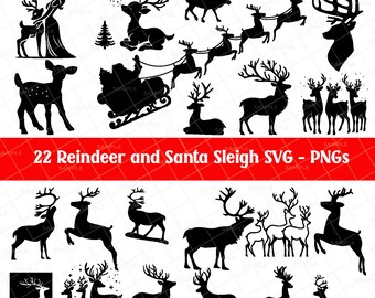 Reindeer & Santa Sleigh SVGs (Digital Download)
