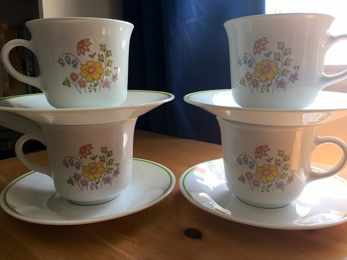 Vintage Corelle set of teacups and saucers Etsy