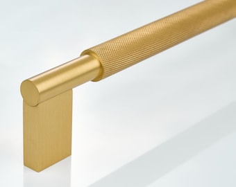 Kronos Knurled Solid Brass Appliance Pull - Gold