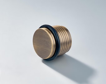 Avalon Solid Brass Ringed Knurled Door Stop - Antique Bronze