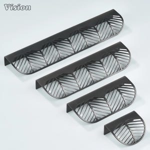 Gunmetal plain brass cabinet handle with decorative cut design for wardrobes