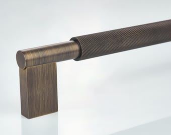 Kronos Knurled Solid Brass Appliance Pull - Antique Brass
