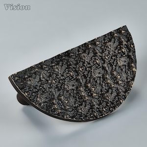 Solid Brass Half Circle Door Handle – Antique Bronze Textured Cabinet Pull