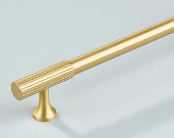 Aris Linear Knurled Solid Brass Cabinet Handle – Gold Drawer Pull, Wardrobe Cupboard Hardware