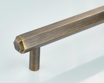 Maniglia esagonale in ottone massiccio color corallo per mobili – Pomello per cassetto color bronzo anticato