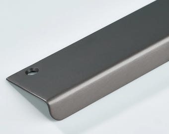 Solid Brass Lip Pull Handle, Gunmetal Finish, Modern Cabinet Hardware
