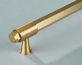 Titan Hexagonal Brass Cabinet Handle – Gold Drawer Pull Vision Furniture Hardware