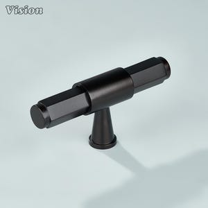 Solid Brass Hexagonal T-Knob – Oil Rubbed Bronze Cabinet Drawer Pull