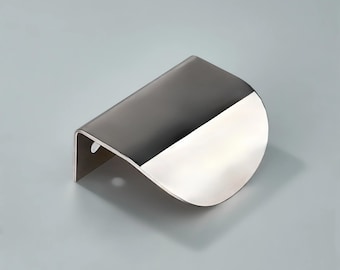 Polished Nickel Curved Cabinet Pull, Solid Brass Drawer Handle, Modern Kitchen Hardware