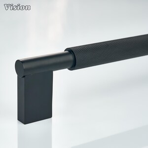 Kronos Knurled Solid Brass Appliance Pull - Black