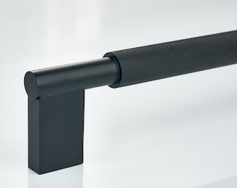 Kronos Knurled Solid Brass Appliance Pull - Black