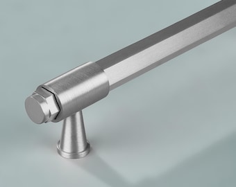 Titan Hexagonal Brass Cabinet Handle – Silver Drawer Pull Vision Furniture Hardware