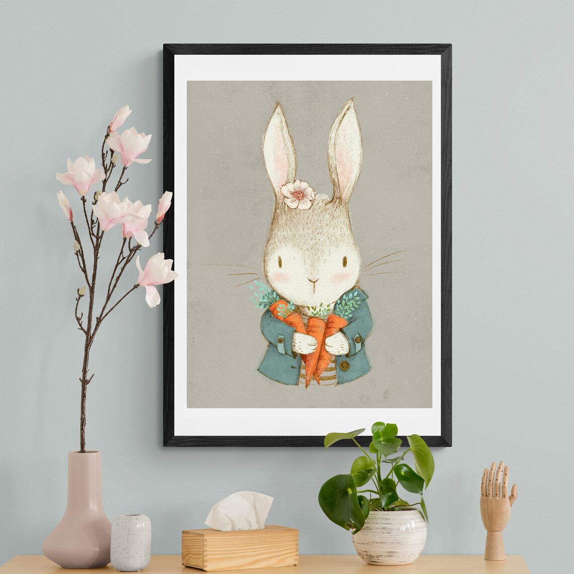 BUNNY WALL ART Easter Bunny Digital Print Rabbit Wall Art Etsy