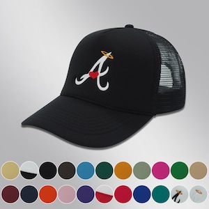 Atlanta “A” Trucker Cap, Baseball Hat with Embroidered Halo and Heart