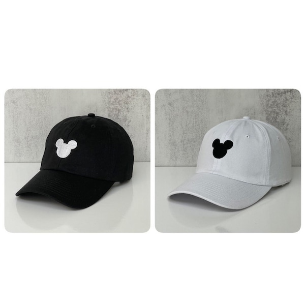 Gorra de béisbol con diseño de ratón, gorra bordada para papá • Corona baja sin estructura y seis paneles