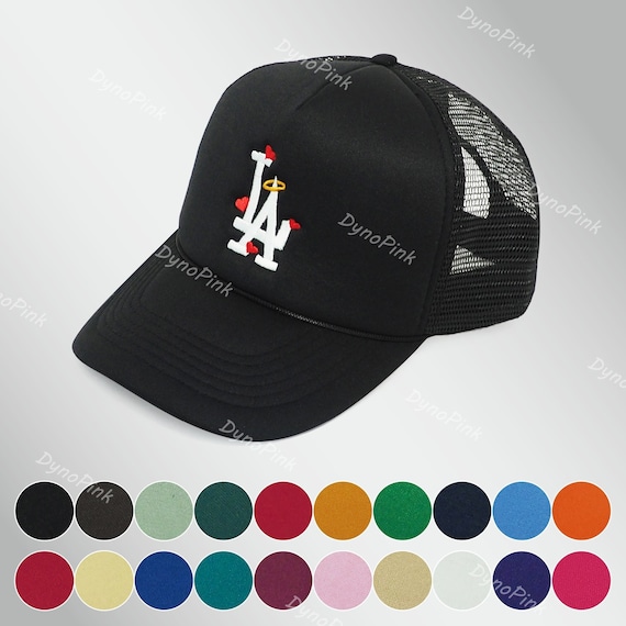 LA Los Angeles Trucker Cap, Baseball Hat With Hearts and Halo 