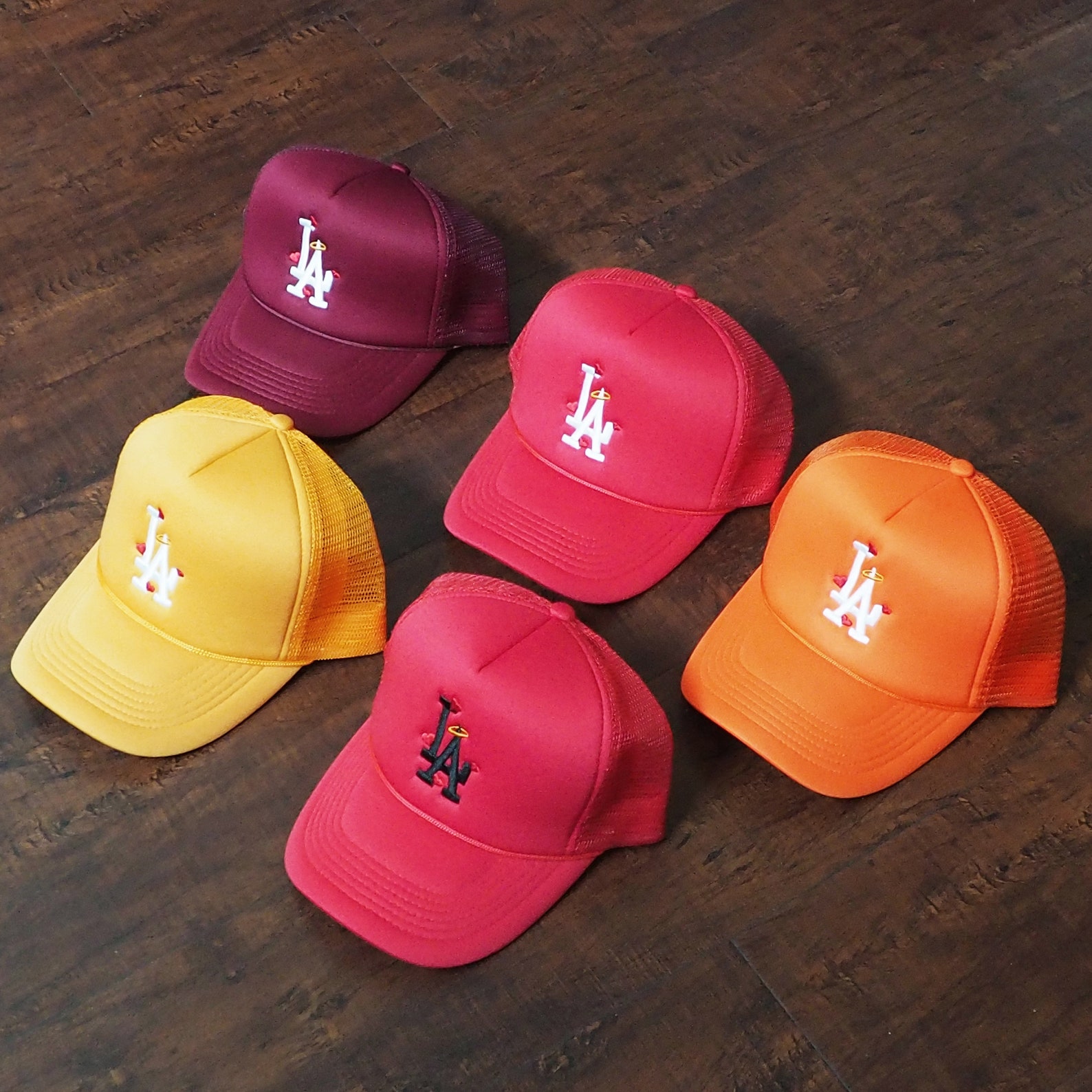 LA Los Angeles Trucker Cap Baseball Hat With Hearts and Halo Etsy