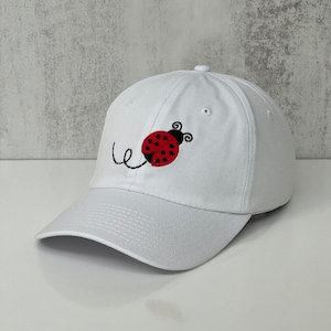 Ladybug Baseball Hat, Embroidered Dad Cap • Unstructured Low Crown Six Panel