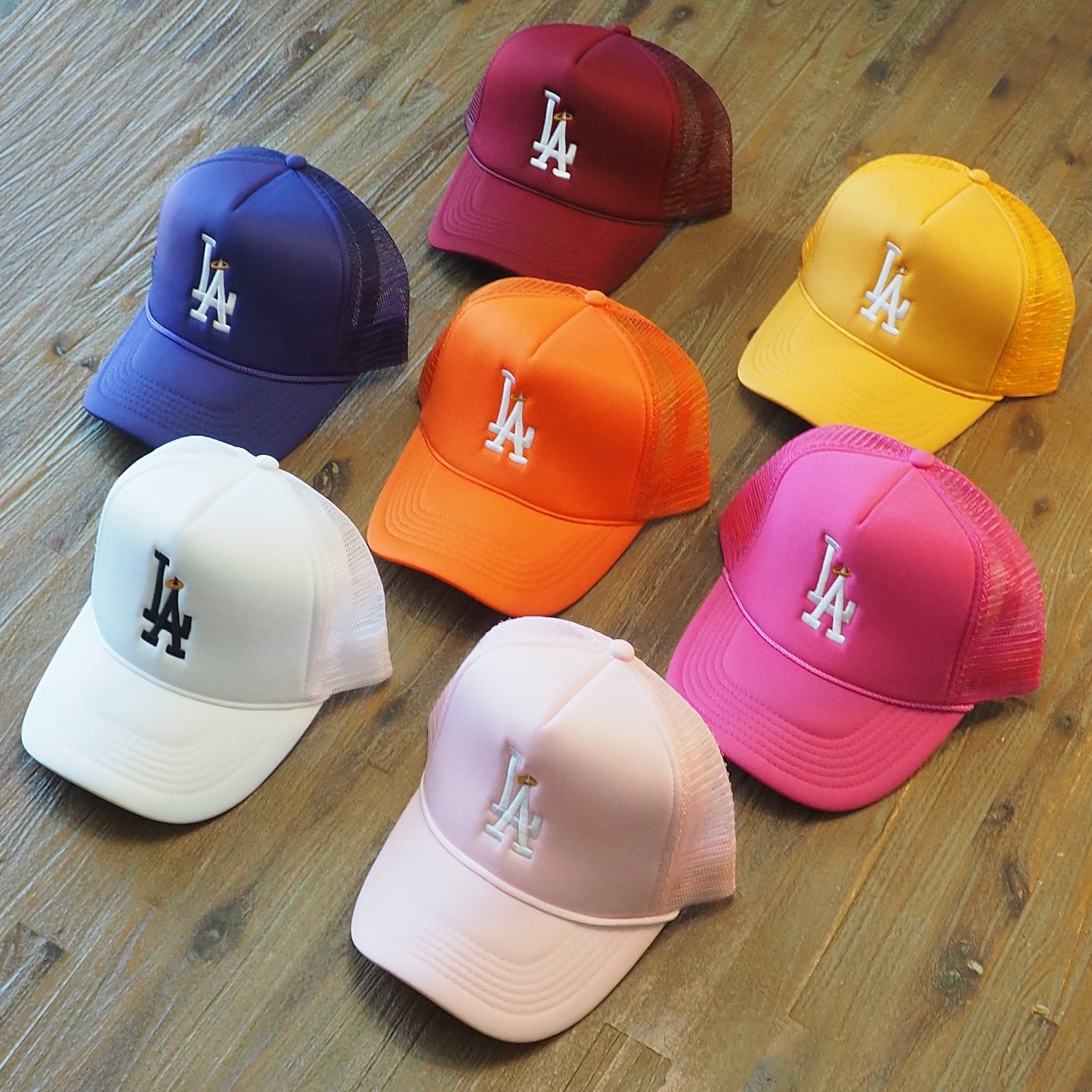 LA Los Angeles Trucker Cap Baseball Hat With a Halo Etsy