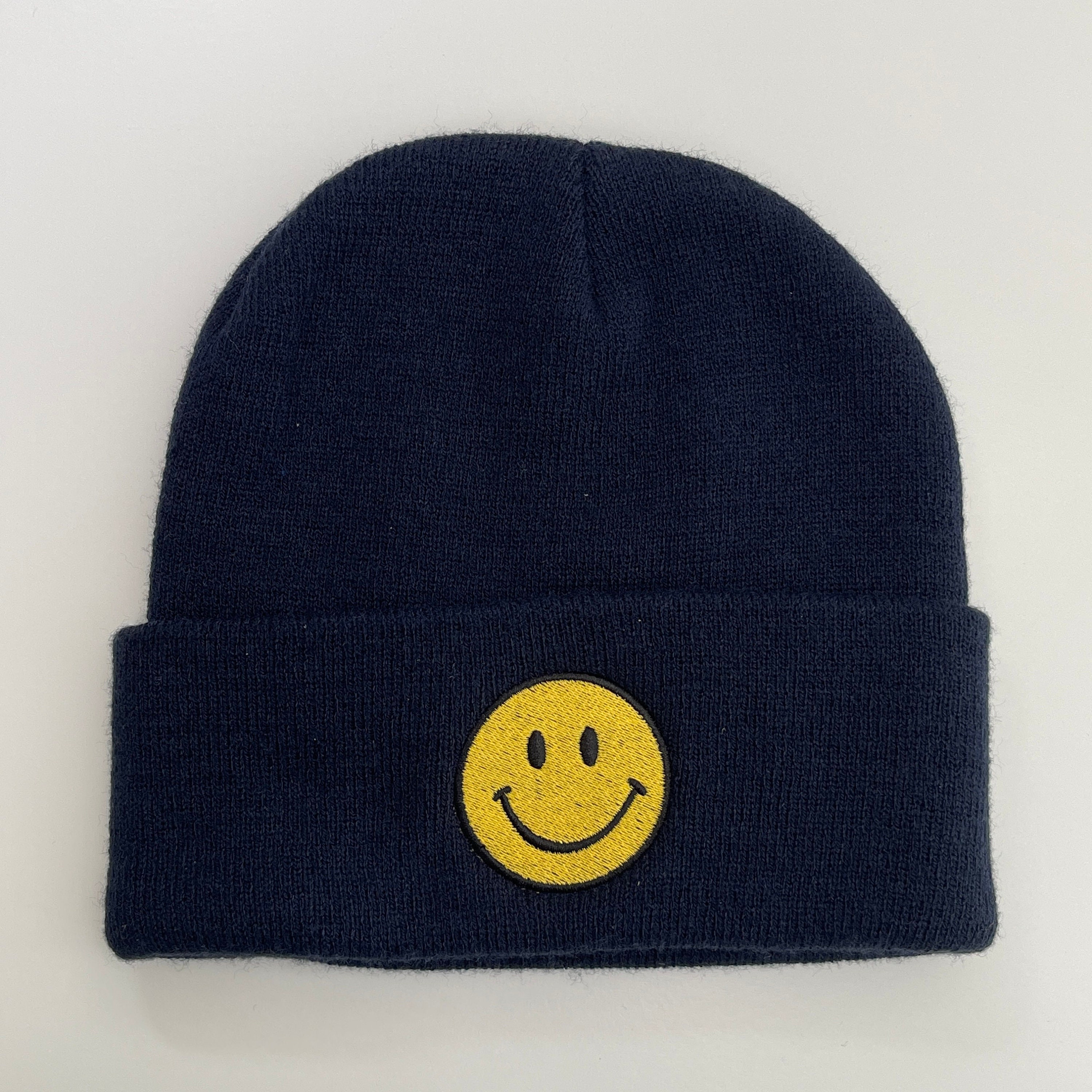 Happy Smiley Face Knit Beanie Hat - Etsy display picture 3