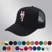 LA Los Angeles Trucker Baseball Cap with Upside Down LA with Hearts and a Halo 