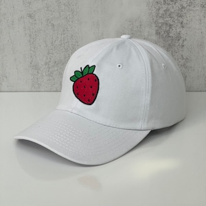 Strawberry Baseball Hat, Embroidered Dad Cap • Unstructured Low Crown Six Panel