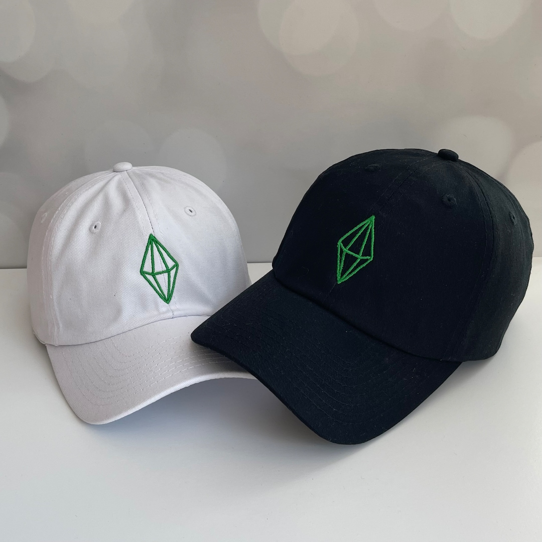 Green Diamond Baseball Hat, Embroidered Dad Cap Unstructured Low Crown