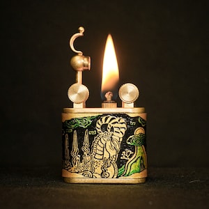 Goat Design - Personalized Handcrafted Refillable Lighter  - Artisan Crafted Genuine Leather Lighter - Handmade Reusable Lighter