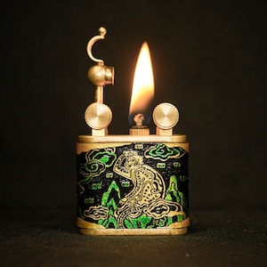Monkey Design - Personalized Handcrafted Refillable Lighter  - Artisan Crafted Genuine Leather Lighter - Handmade Reusable Lighter