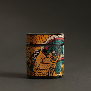 Hand-Drawn Fish Leather AirPods Case: Personalized Cover