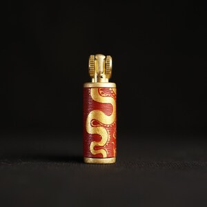 Hand-Drawn Dragon Leather Lighter – Pure Copper, Refillable image 5
