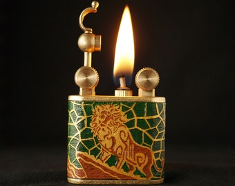 Nemean Lion Lighter: Handcrafted Leather & Copper, Refillable