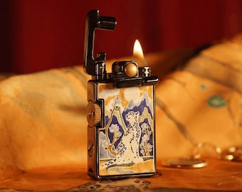 Hand-Painted Leather Lighter | Leopard Art Gasoline Lighter | Unisex EDC Pocket Lighter