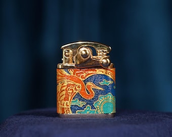 Handcrafted Crane Design Leather Lighter: Personalized Engraving
