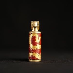 Hand-Drawn Dragon Leather Lighter – Pure Copper, Refillable image 4